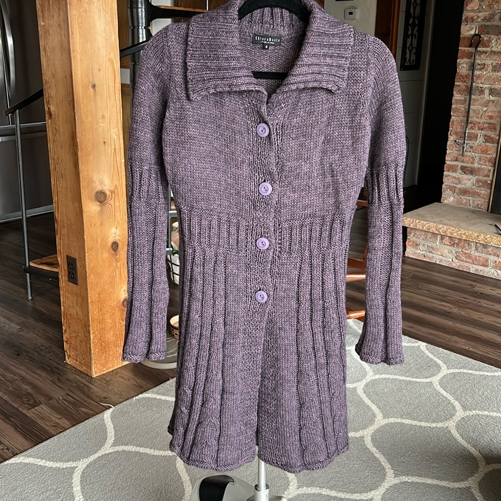 Long sweater, size small, color purple